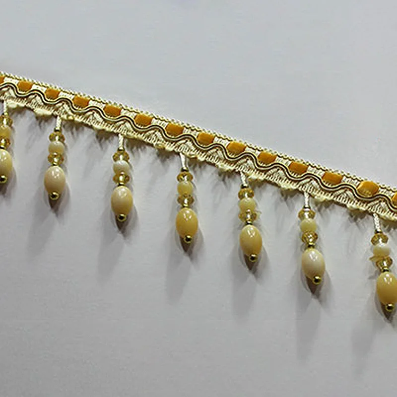 Description Picture 4 of item1m Crystal Beads Lace Curtain Sewing Tassel Fringe Upholstery Ribbon Trim European Style DIY Curtain Lace Decoration Tassels