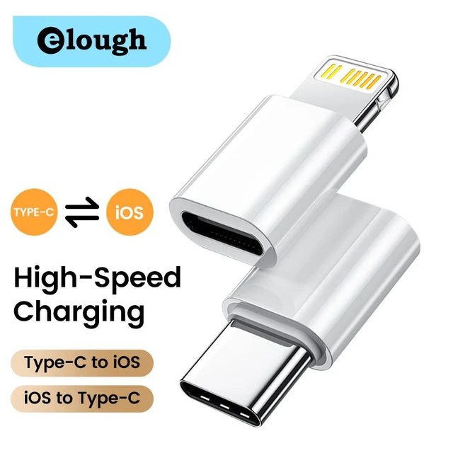Elough-Adaptador tipo C a Lightning, USB-C de carga rápida macho a IOS,  convertidor hembra