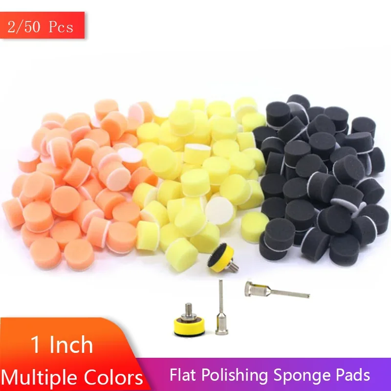 1 Zoll 25MM Flache Polierpads-Set 2/50 Stück Mehrere Farben Klettverschluss zum Polieren und Wachsen für Auto und Dremel Rotationswerkzeug