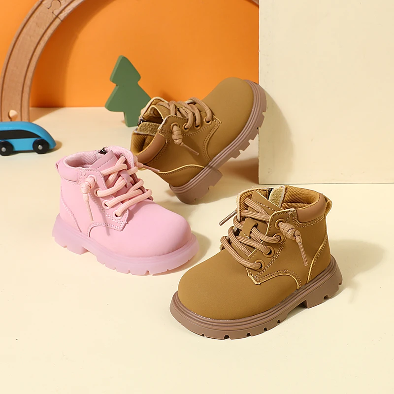 2024 New Autumn Children Boots Leather Toddler Boys Ankle Boots Soft Sole Non-slip Fashion Little Girls Boots EU 15-25 - Image 2