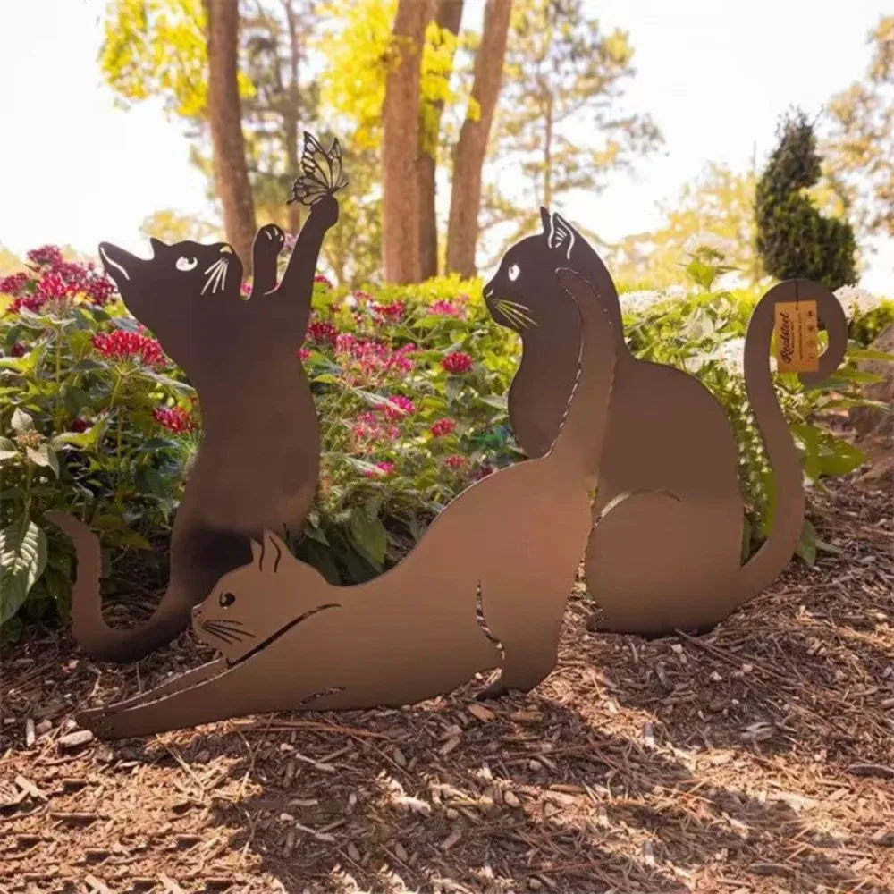 Cute Cat Garden Silhouette Stakes – Tiki-Inspired Outdoor Decor 6