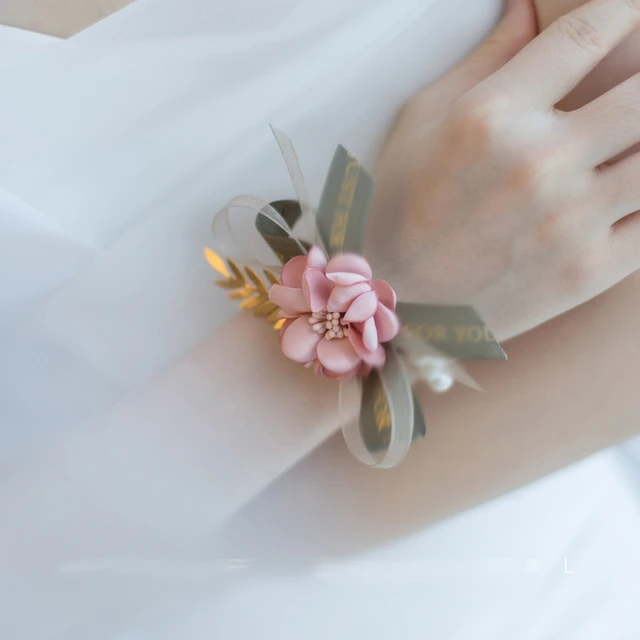 Morbidezza Style Wrist Corsage Bracelet Bridesmaid Sisters Hand Flowers  MINI Rose Wedding Bouquet Party Bridal Groom Prom Decor - AliExpress