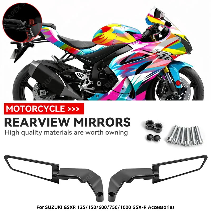 스즈키 GSXR GSX-R 액세서리, 스텔스 윙렛, 오토바이 거울 회전 조절 가능, 125 150 600 750/1000