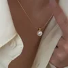 316L Stainless Steel Elegant One Shiny Pearl Necklace Female Minimalist Temperament French Exquisite Wedding Jewelry No Fading 5