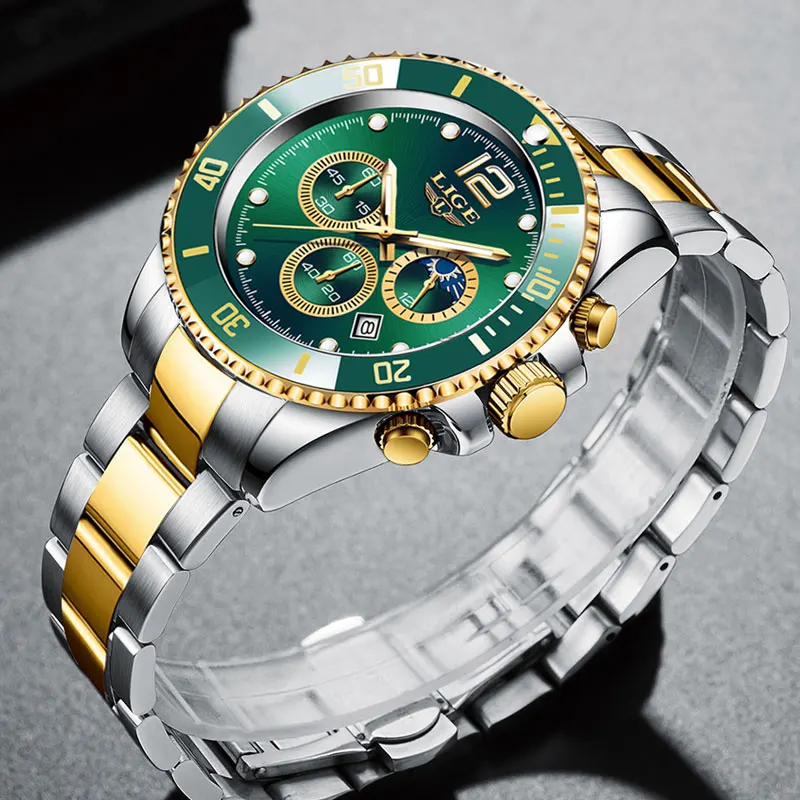 Mens Watches LIGE Top Brand Luxury Watch for Men Waterproof Sports Stainless Chronograph Quartz Wristwatch Relogio Masculino+Box - 3
