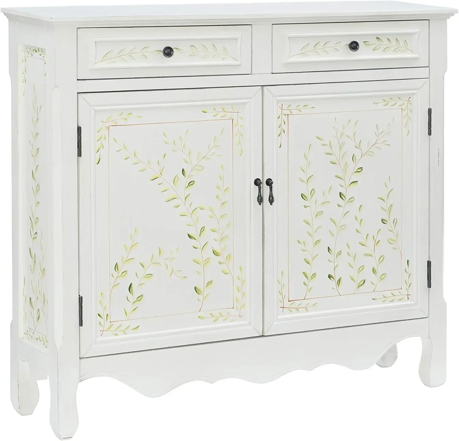 

White mesa de consola para pasillo,White Hand Painted 2 Drawer, 2-Door Console, 41 inches