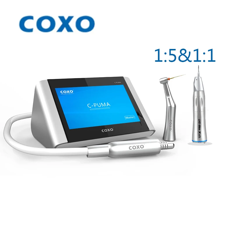 

COXO C-Puma Master Electric Motor With 1:5 & 1:1 Contra Angle Full Touch Micromotor Minimally Invasive Repair Dentistry Tool