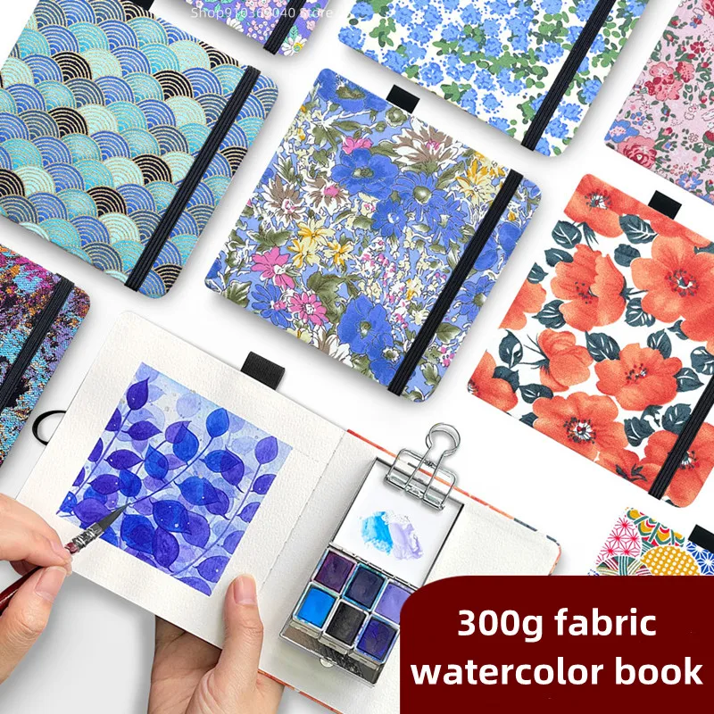 300gPortablePocketWatercolorBookSquareFabricCoverHandAccountBookMediumRoughTexture