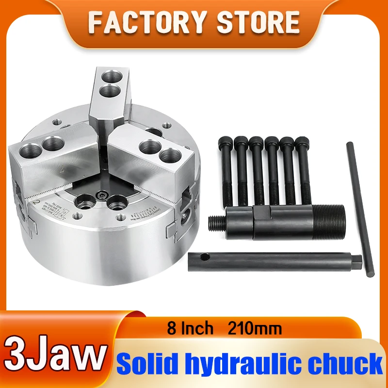 

8 Inch 210mm Solid Hydraulic Power Chuck 3 Jaw Oil Pressure Chuck For Mechanical CNC Lathes With A5 Flange High Precision Chuck