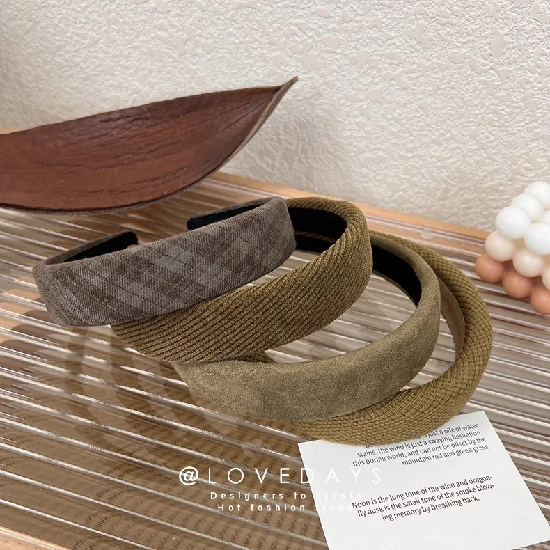 

Korean Retro Autumn Winter Dark Plain Knitting Hairband For Women Warmer Color Headwear Headbands Ladies Hair Accessories Hoop