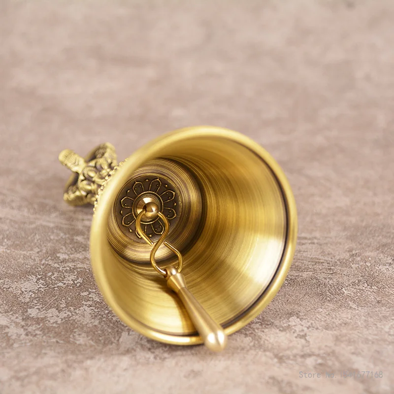 Retro Hand Cranked Taoist Bell, Buddha's Tool Supplies, Brass School Bell, Early Education, Tabletop Decor, Copper Crafts, 1Pc