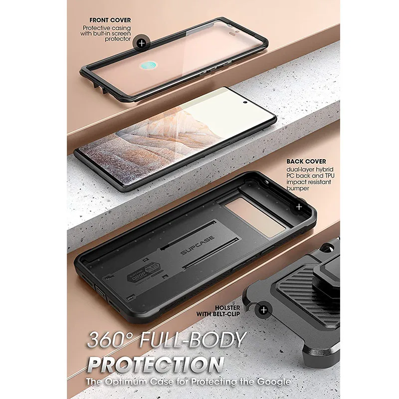 Ultimate Rugged Full-Body Case with Holster & Kickstand - Built-in Screen Protector (2022)