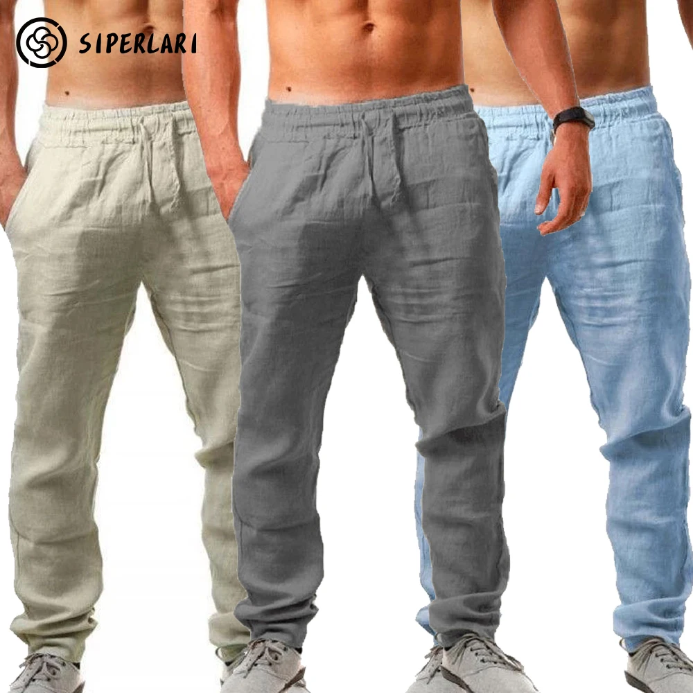 남성 코튼 리넨 캐주얼 바지 남성 반바지 바지 통기성 바지 피트니스 Streetwear 조깅 가을 여름| | - AliExpress
