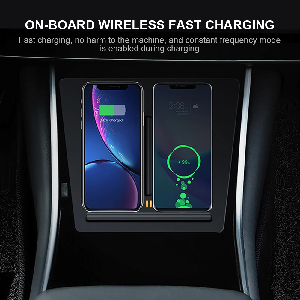 

10W Wireless Charger Pad Anti-Skid Car Accessories Phone Charging Pad Fast Charging Center Console Accessories For Tesla Model 3