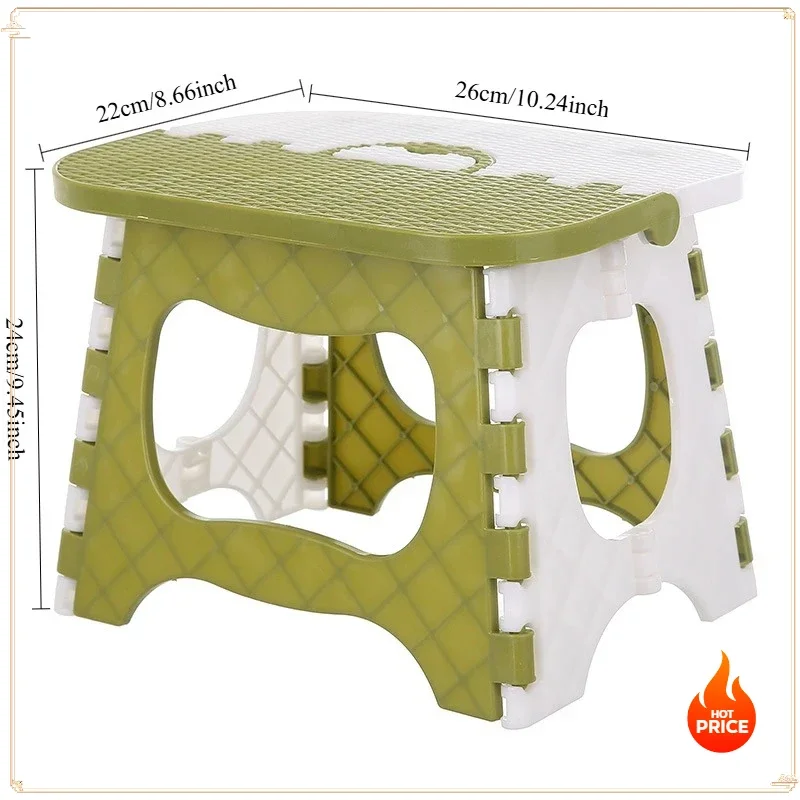 Lightweight portable thickened plastic folding stool - great for kids, great train stool, and space-saving furniture