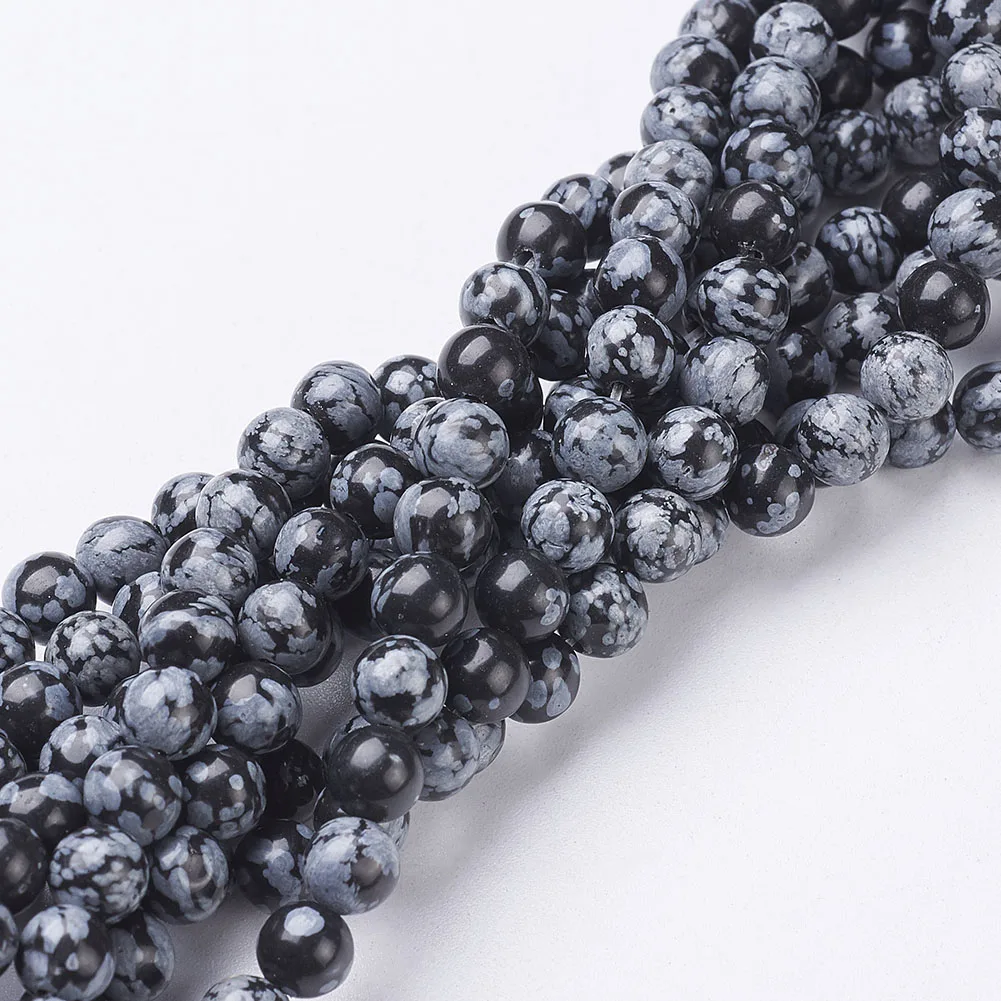 

10 Strands Natural Snowflake Obsidian Beads Round Loose Spacer Beads For Jewelry Making DIY Bracelet Necklace Earrings 4 6 8mm