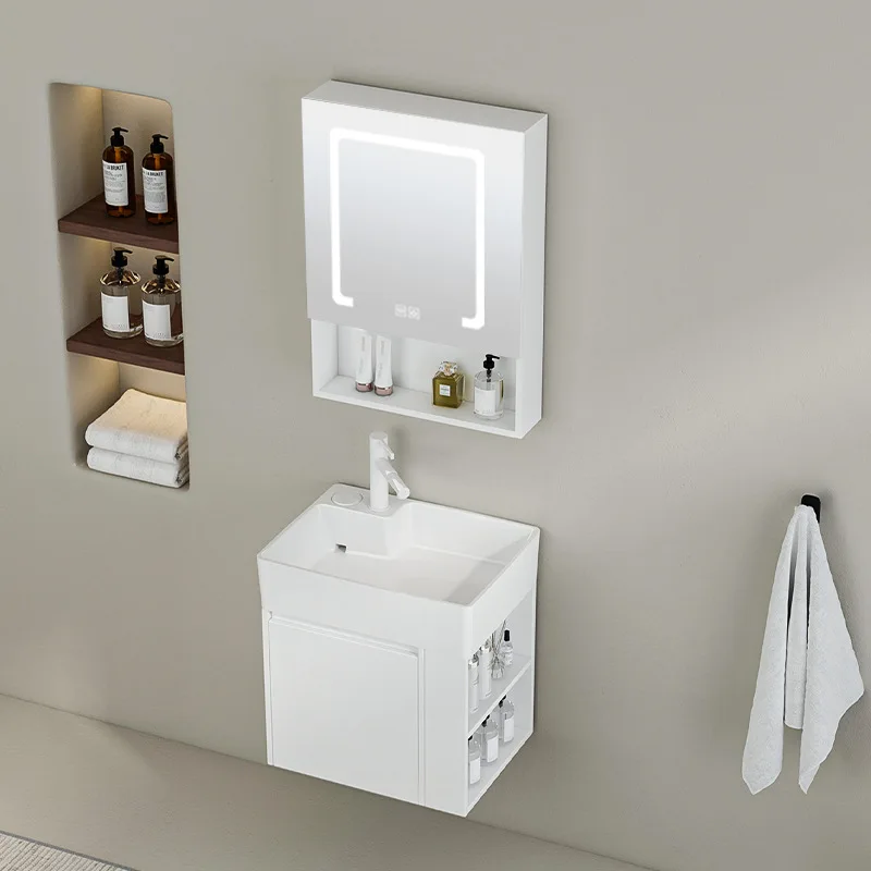 Honeycomb aluminum small apartment side open storage bathroom cabinet combination ceramic wash basin cabinet washbasin washbasin