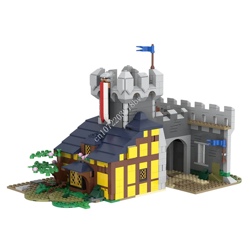 

974PCS MOC Medieval Guard Inn Castle Model Building Blocks Technology Bricks DIY Castle Sets Creative Assembly Toy Birthday Gift