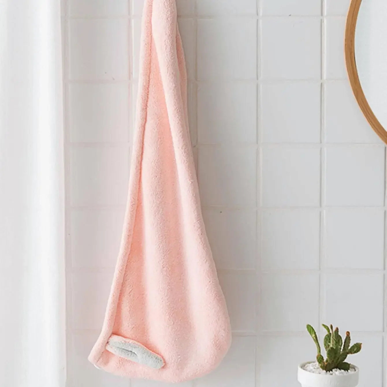 1pc Super Absorbent Microfiber Hair Towel for Women - Quick Dry Turban Cap with Button Closure for Curly, Long,