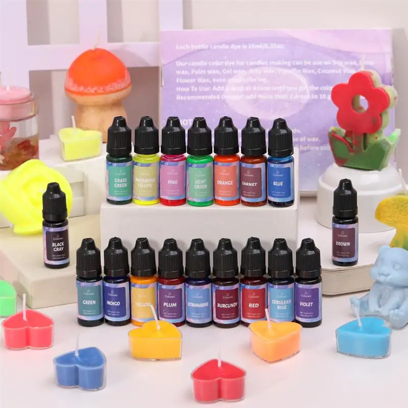 Description Picture 3 of item18/24/30 Colors Candle Dyes Pigment Set DIY Candle Soap Dye Liquid Colorant Making Kit Handmade Candle Mold Epoxy Resin Crafts