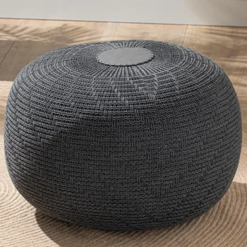 Large Ottoman Foot Stool, Round Pouf Chair, Modern Living Room Furniture Bean Bag,Home Decor Poof, 20"W x 15"H, Anthracite