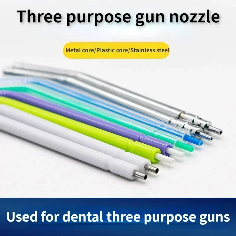100 Pz Dentale A Tre Vie Aria Acqua Siringa Ugelli A Spruzzo Tubo Monouso Sostituibile In Acciaio Inox Orale A Triplo Uso Pistola Dentista