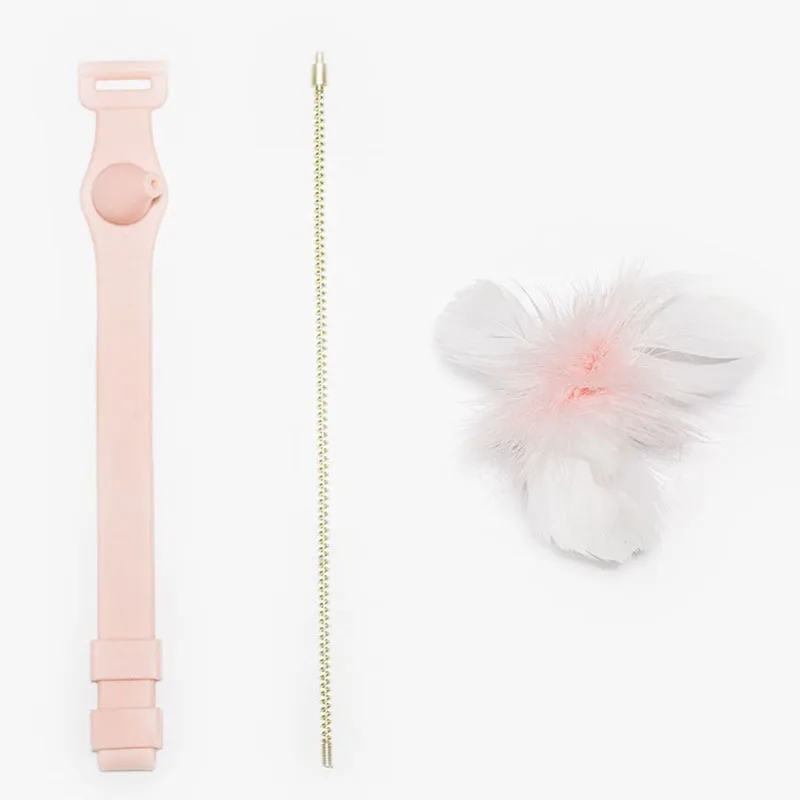 Silicone collar, cat teasing stick, cat toy, self fun, multi-color spring feathers, teasing cats to relieve boredom