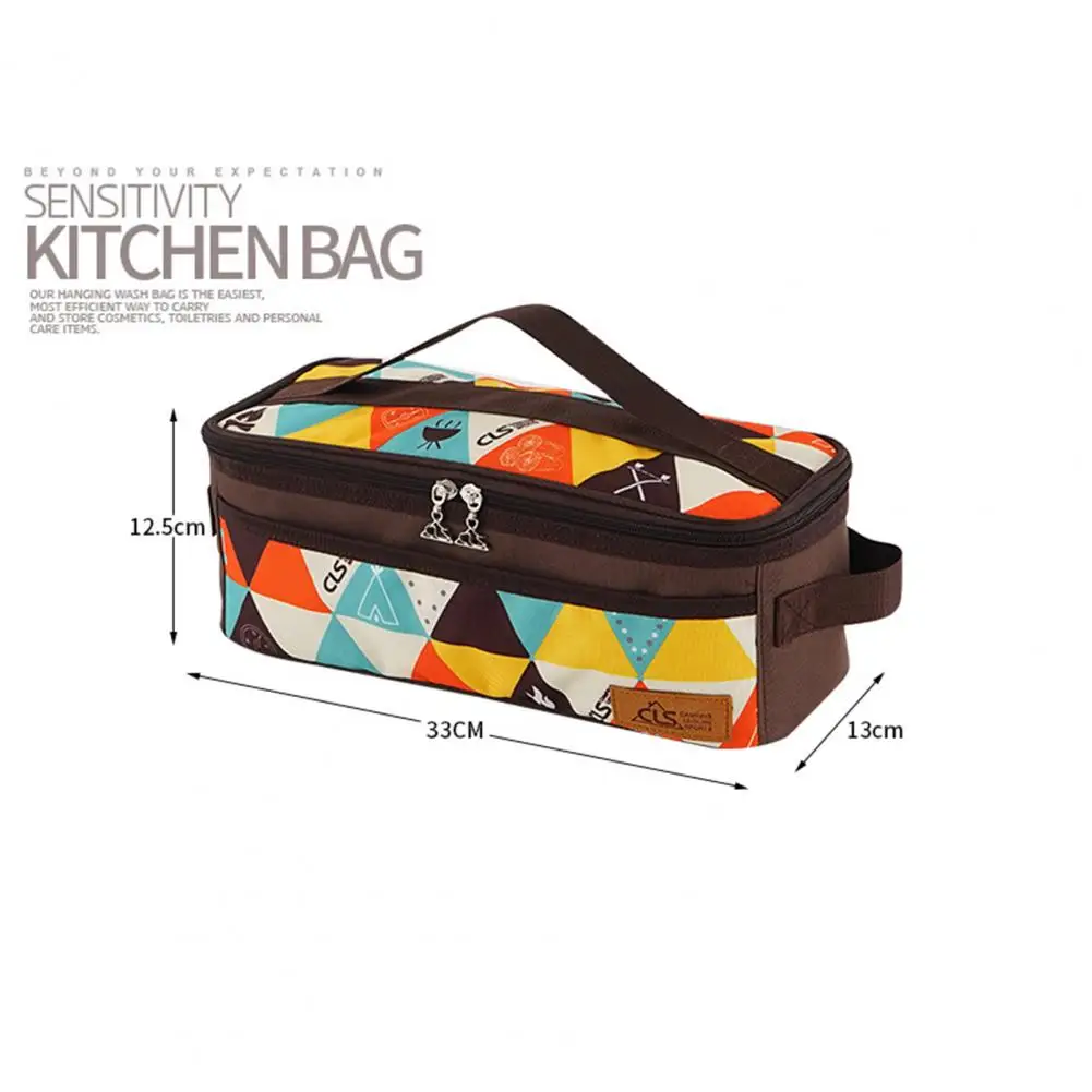 Portable Waterproof Camping BBQ Tableware Storage Bag Cosmetic Carrying Pouch for Outdoor Activities Kitchen Cookware Storage