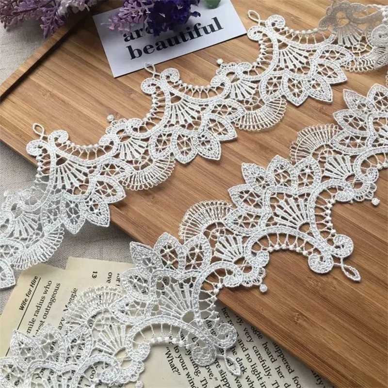 8.5CM Wide Water Soluble Lace Embroidered Ribbons Collar Applique Trim Curtains Dress DIY Sewing Supplies Lace Ribbon