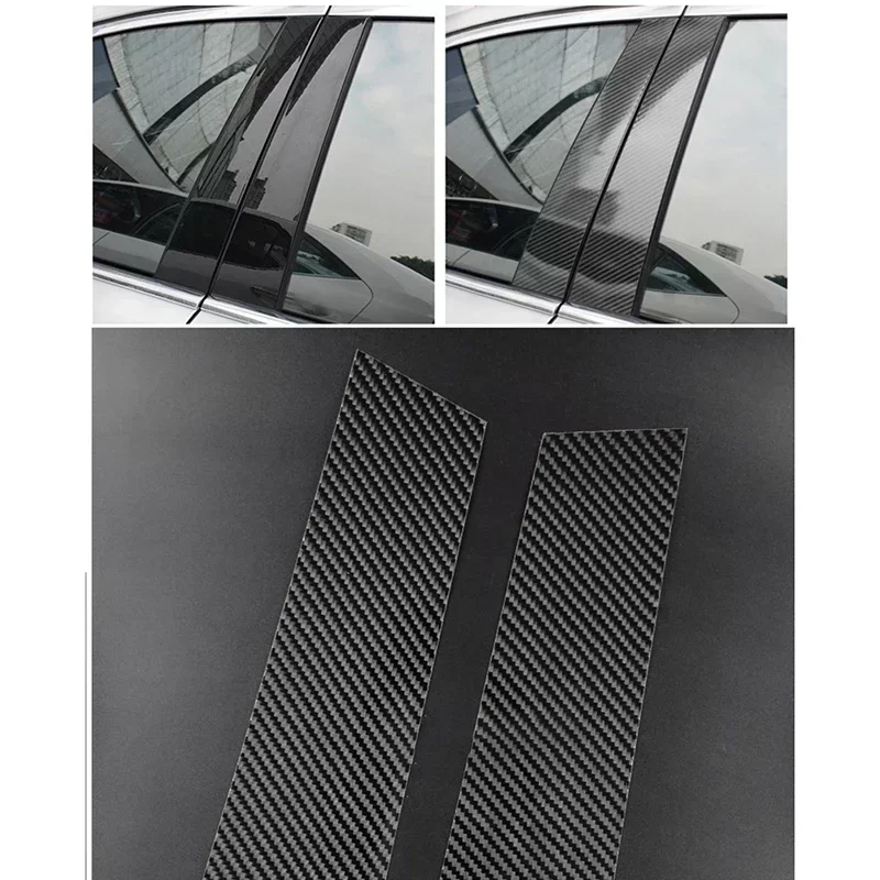 탄소 섬유 모양 문짝 트림 스티커, 재규어 XF X260 2015 2016 2017 2018-2021 2022 2023 창 B C 기둥 포스트 스타일링용, 8 개