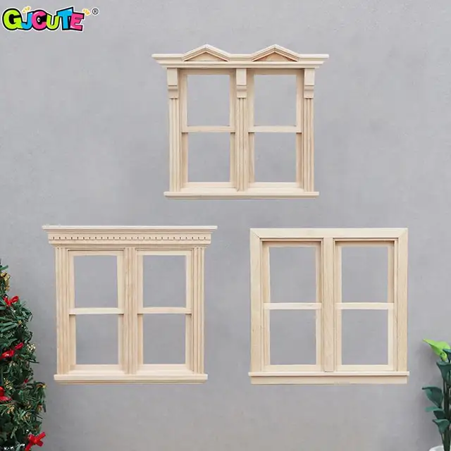 1:12 Dollhouse Miniature Wooden Window Sliding Panel Windows Can Be Painted Furniture Model Decor Toy Doll House Accessories 2