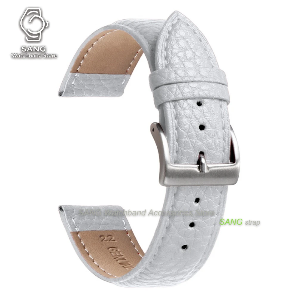 Universal Leather Watchband with Solid Buckle - Calfskin Strap