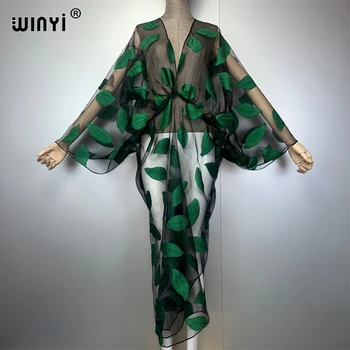 WINYI summer High fork sexy Perspective dress boho dress Women kaftan Bohemia Africa kaftan beach Cover Up dubai abaya 1