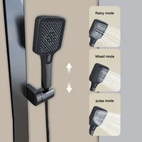 Intelligent Digital Display Thermostatic Shower Shower Set Piano Key Ambient Light Cold and Hot Water Gun Plated Gray Shower 3