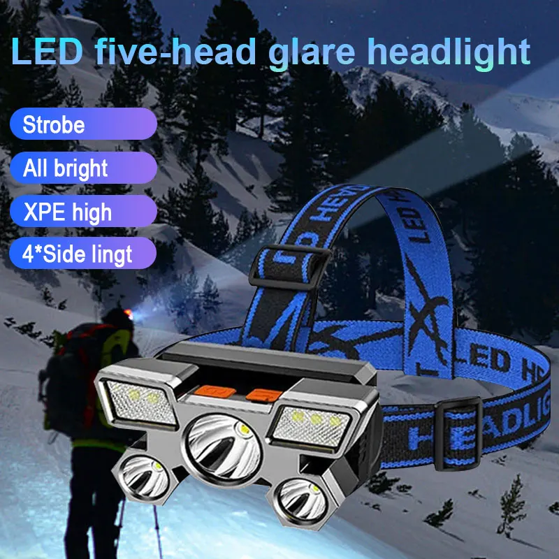 2 LED Lampara De Cabeza Recargable Luz De La Cabeza Linterna Para Pescar  Camping