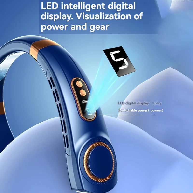 2024 New Portable Hanging Neck Fan USB Rechargeable Mute Cold Air Bladeless Neck ventilador Mini Electric fan camping Air Cooler 4