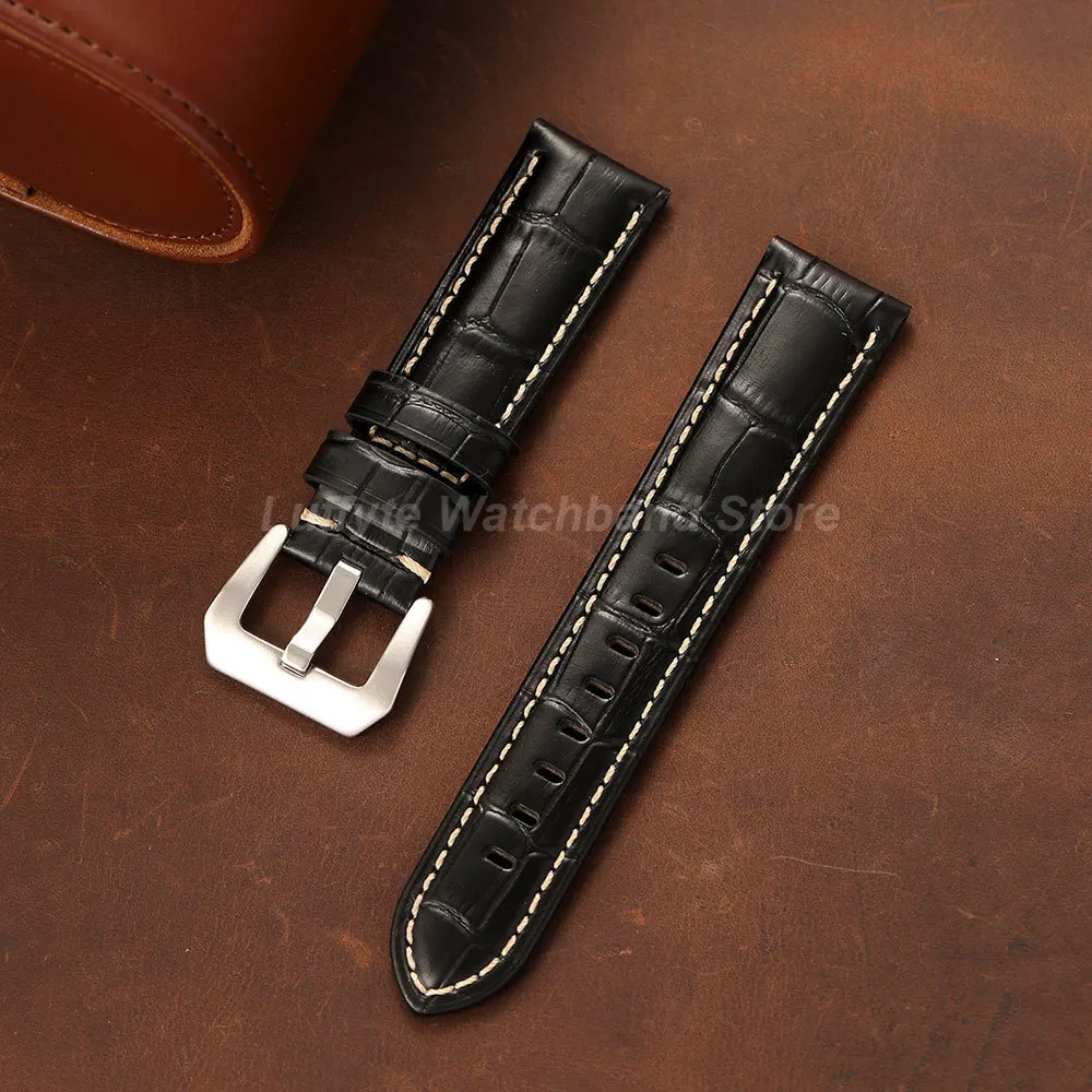 Men's Genuine Calfskin Leather Watch Strap - Durable & Comfortable Embossed Design