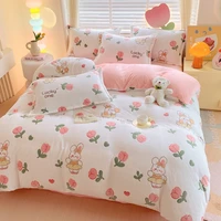 1pc Coral Fleece Duvet Cover Cat Printed Thick Warm housse de couette for Winter Cartoon Style Single/Queen/King dekbedovertrek