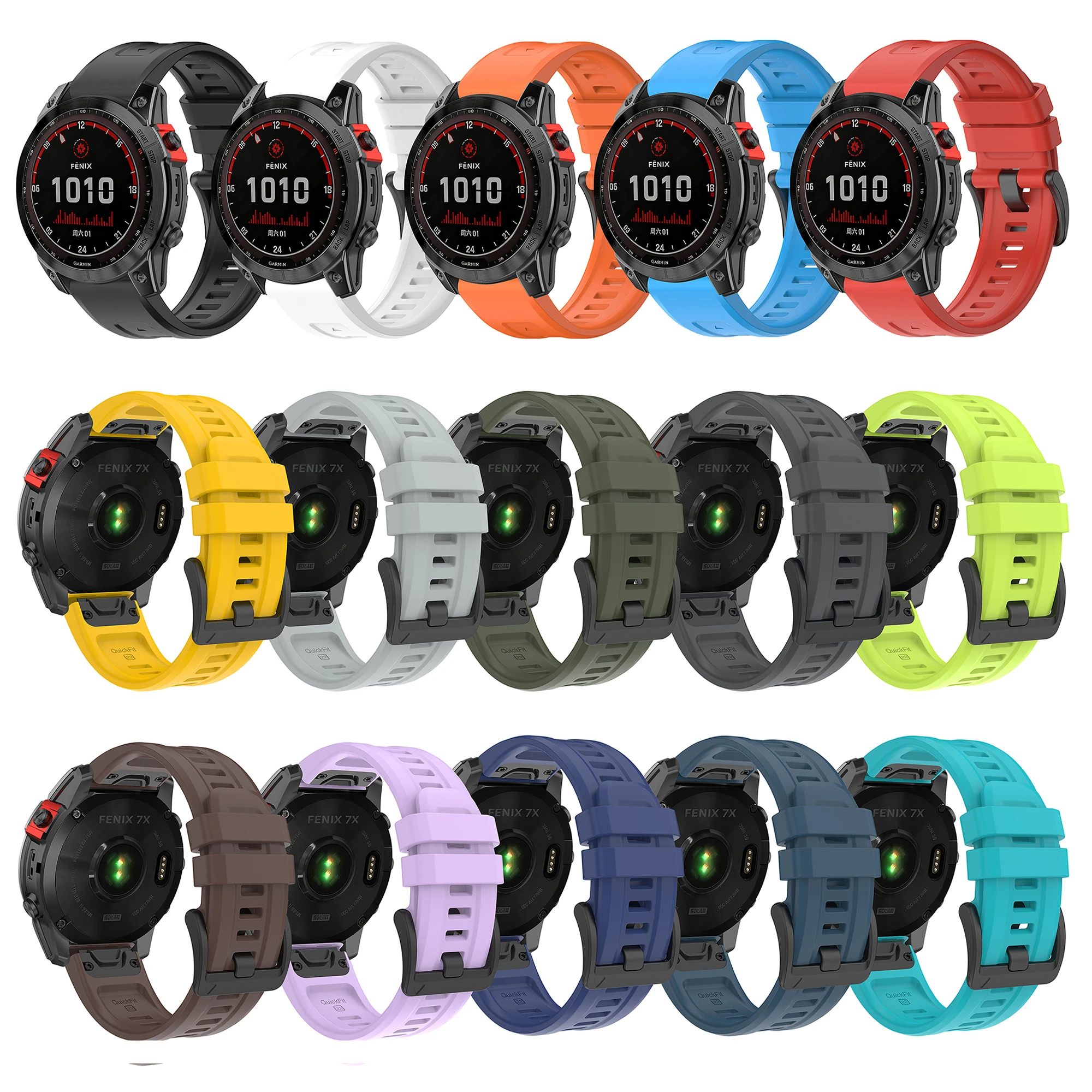 Enhanced Silicone Watchband, QuickFit Design, 22-26mm, Versatile Fit Bracelet
