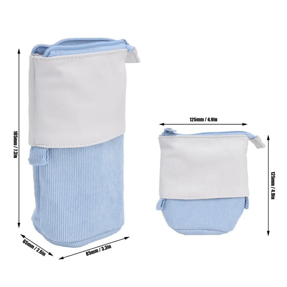 Astuccio Telescopico in Corduroy PU con Altezza Regolabile, Chiusura a Cerniera, Borsa Multifunzionale - immagine 6