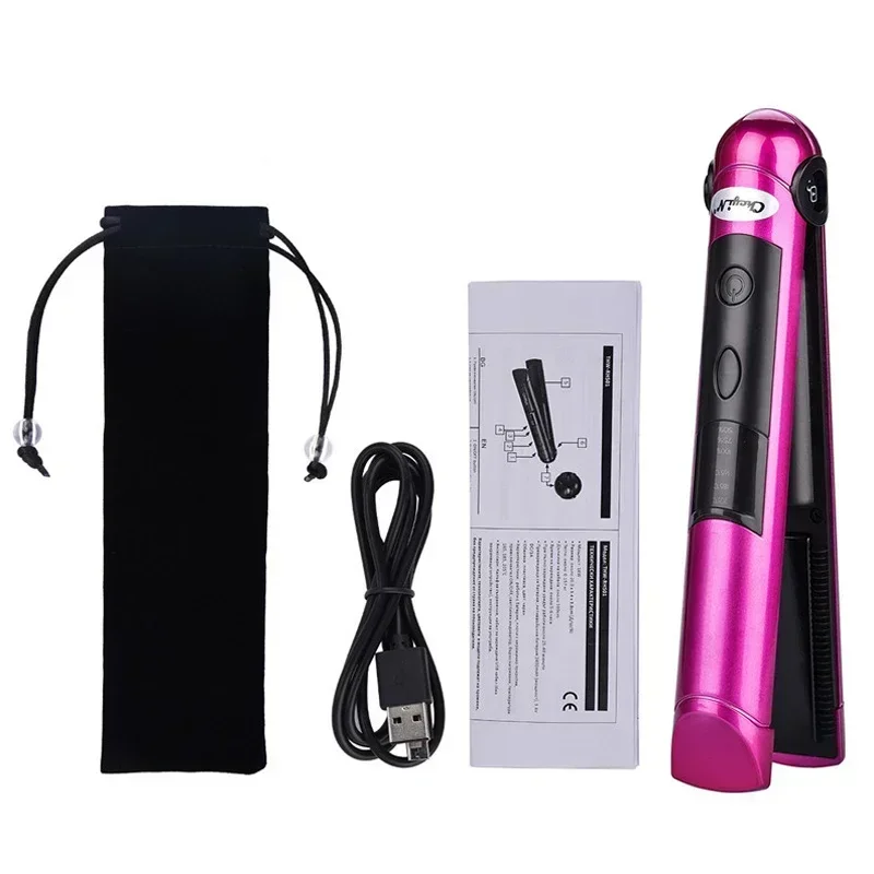 Wireless Electric Heating Hair Straightener Curler For Women Rechargeable Portable Home Travel Hair Straightening Curling Iron 6