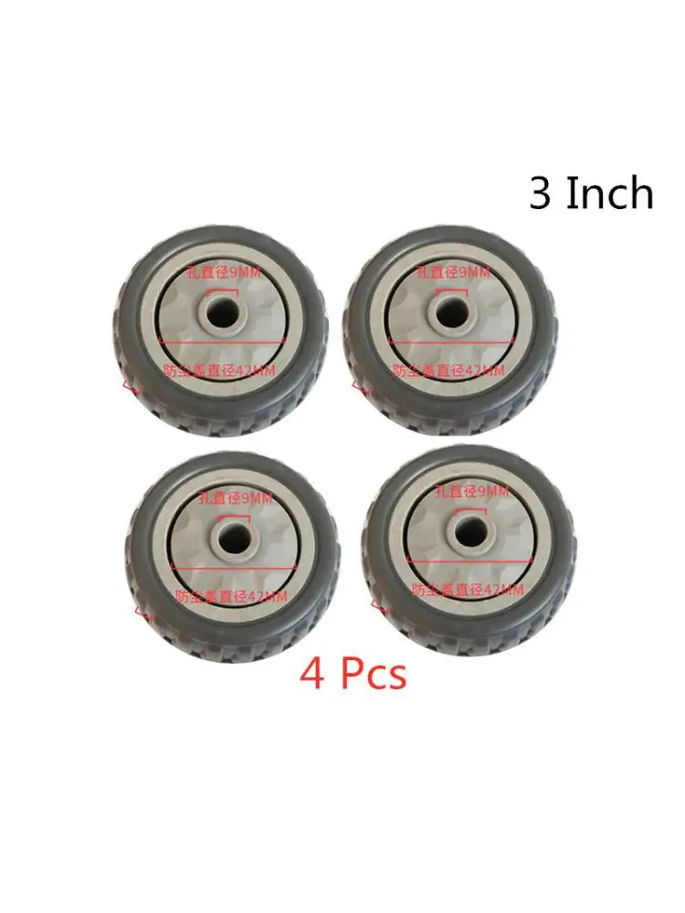 

(4 Packs) 3 Inch Polyurethane Gray Hot Single Wheel Wear Resistant Cart Double Bearing