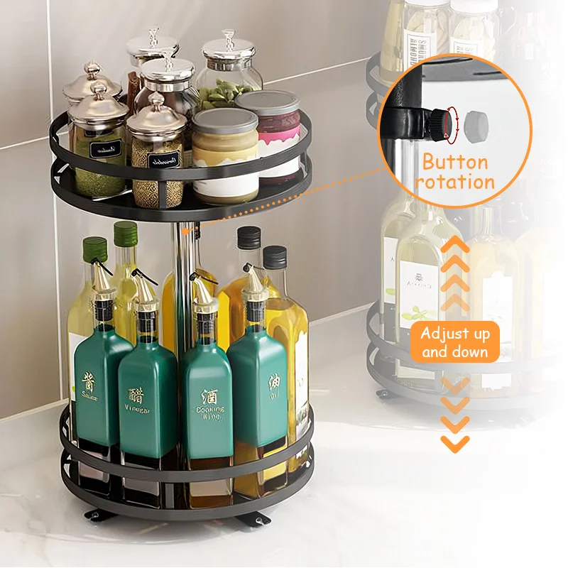 Spice Jars Rotating Storage Rack 2-Layer 90° Spin Seasoning Cosmetic Medicine  Bottle Organizer Rack for Kitchen Bathroom #40 - AliExpress