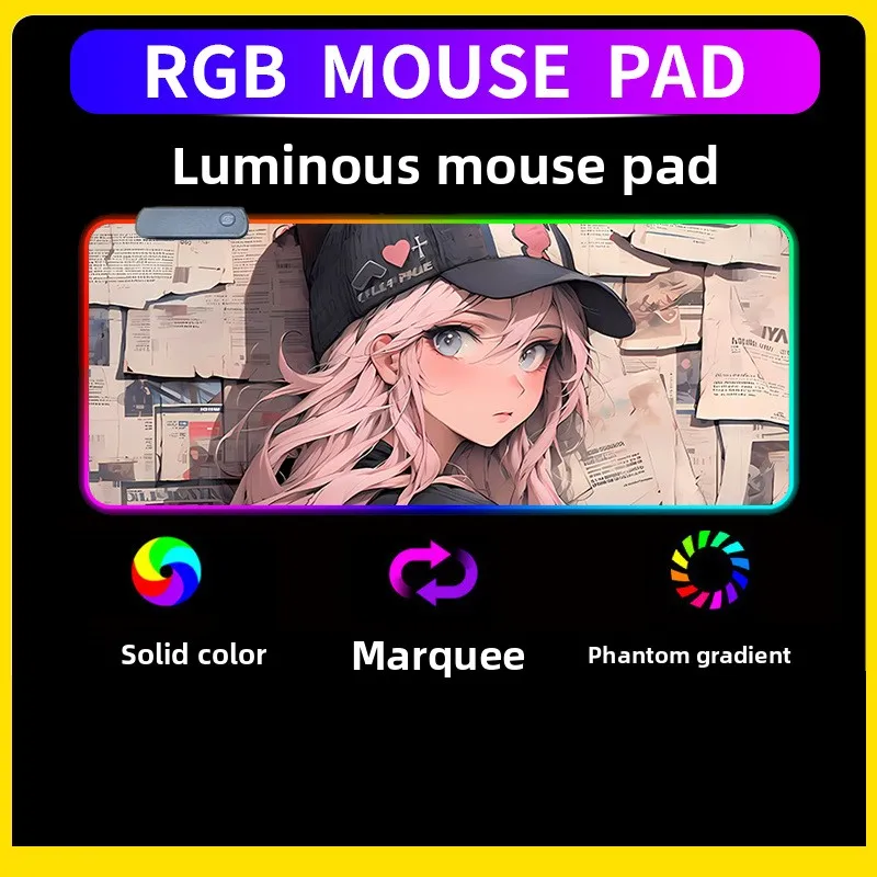 Mouse Pad Gaming XXL RGB con Diseño de Chica del Periódico y Luces de Fantasía S97974ab3834b41189b7fa5b9143e1bddt