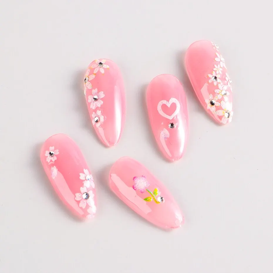 Nail Stickers 30 Pcs Colorful Flower Nail Stickers Set Small Sakura Daisy Cute Flowers Decals 3D Self Adhesive Sliders Manicure Decoration