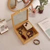 Begonia Flower Glass Desktop Storage Solid Wood Box Household Rectangular Covered Jewelry Certificate Necklace Storage Box 3