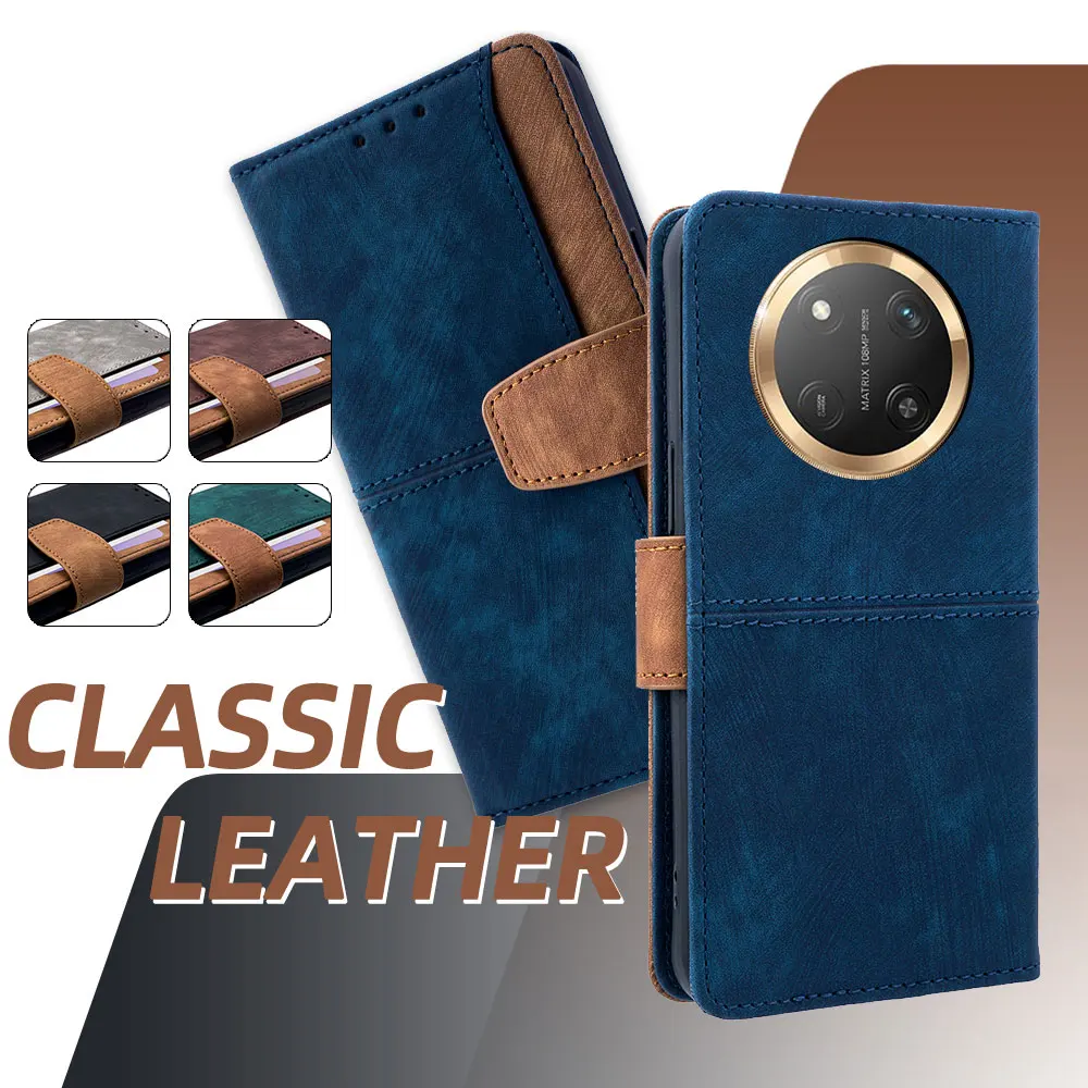 Elegant RFID Blocking Leather Wallet Case - Shockproof Color Collision Design
