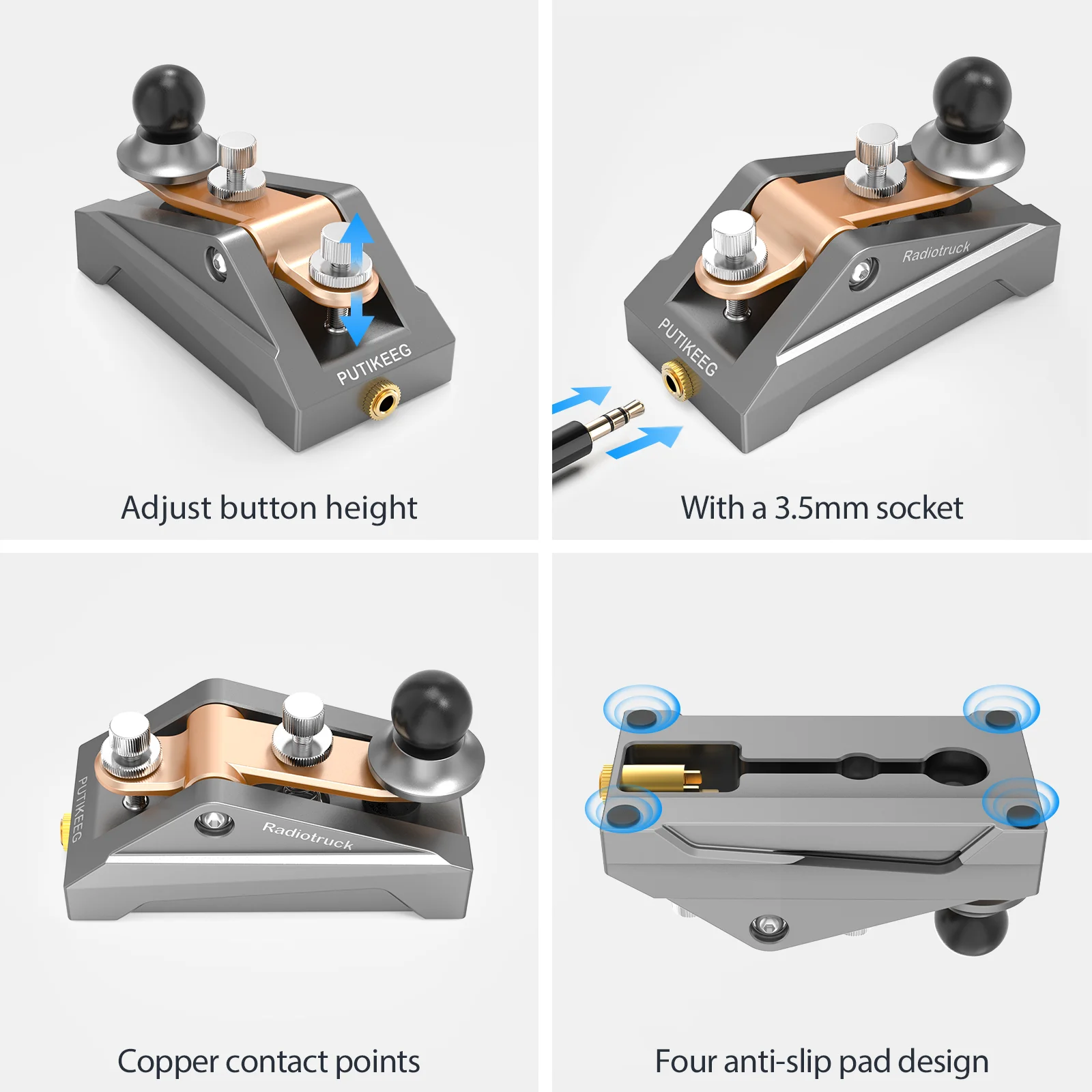 モールス信号機 Putikeeg モールス信号シングルパルプ短波 CW 送信機 (グレー
