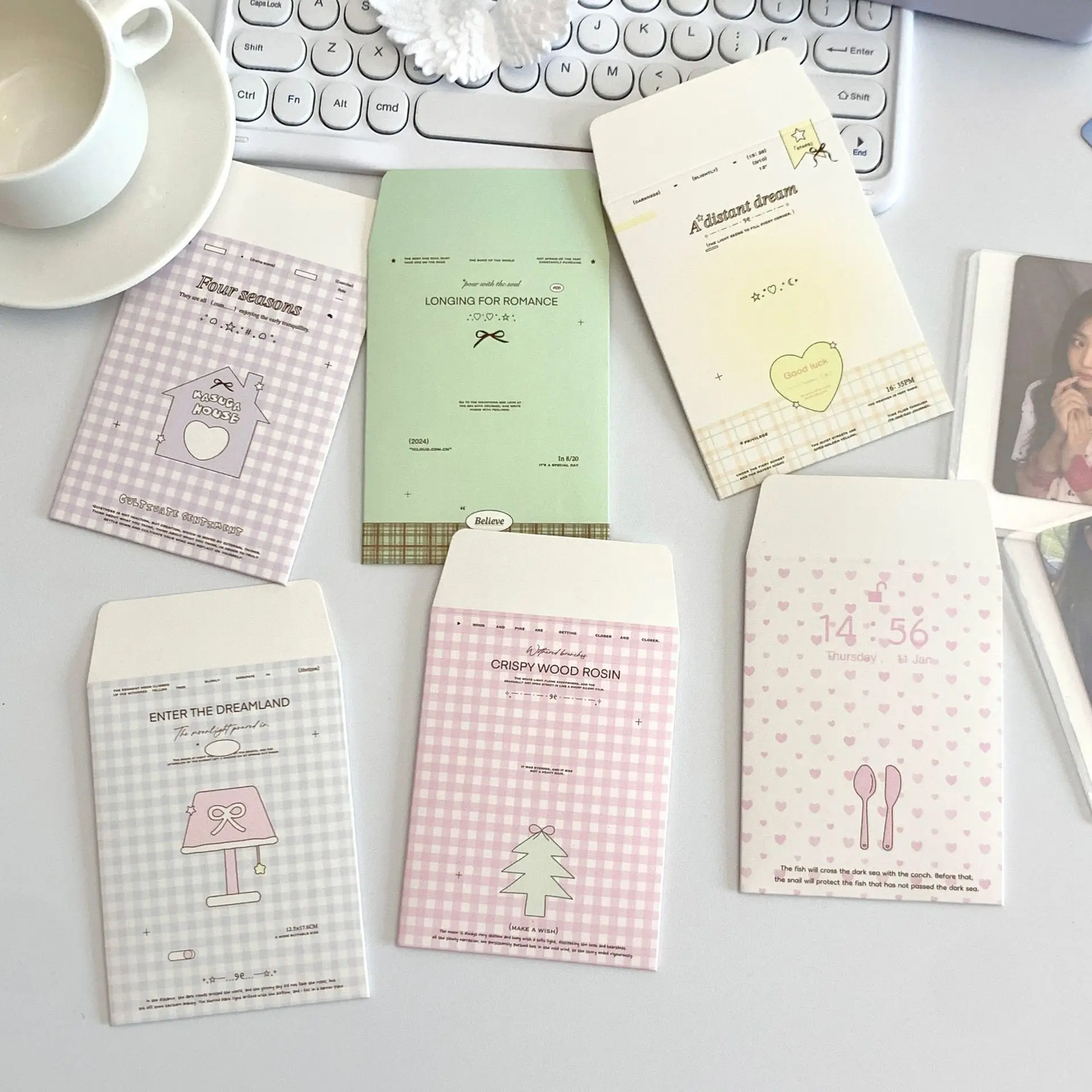 MINKYS 10pccs/Pack Kawaii Black Cat 3 inch Photocard Holder Photo Card Envelope Storage Bag Paper Collect Bag School Stationery 3
