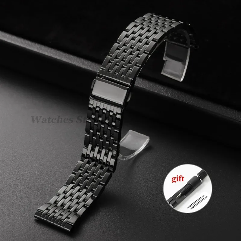 Elegant Stainless Steel Watch Band with Folding Buckle and Polished Nine Pearls Design